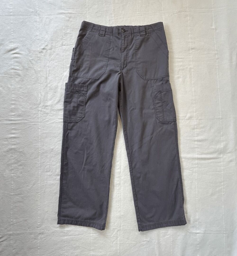 Women's Carhartt Gray Drawstring Wide Leg Cargo Utility Pants Size M Work